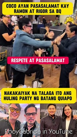 Coco martin niyakap si john estrada at Christopher de leon sa Farewell party ng Batang Quiapo