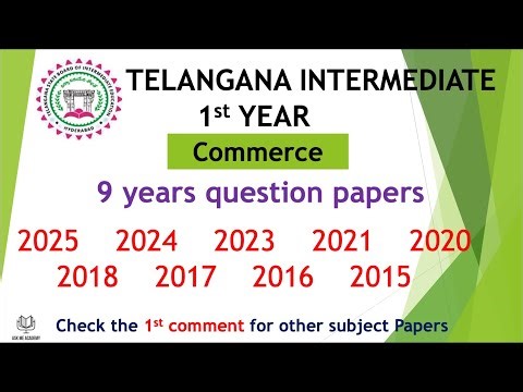 TS Inter 1st Year Commerce 2025 to 2015 9 years previous Question Papers Political Science Telangana