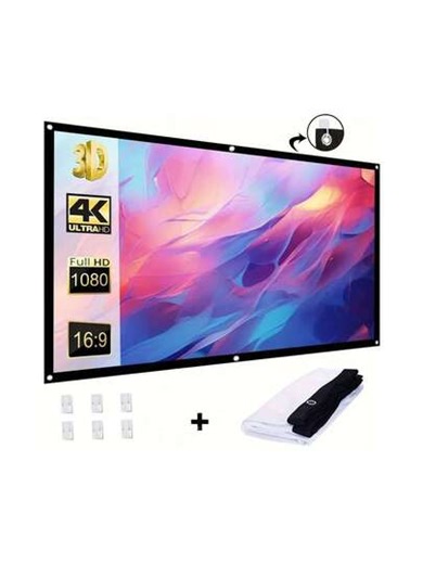 120 Inch Projector Screen 16:9 Foldable Anti-Crease Portable Projector Movies Screens For Home Theater Outdoor Indoor Support Double Sided Projection,160°Wide Range Vision | SHEIN