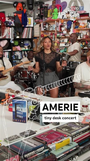 NPR Music on Instagram: "#tinydesk • @amerie brings breezy vocals and bold percussion to the Desk in a reimagined set backed by @backyardband ☀️⁠ Tap the link in our bio to watch the full performance, premiering only on npr.org/tinydesk or @nprmusic's YouTube❗️"
