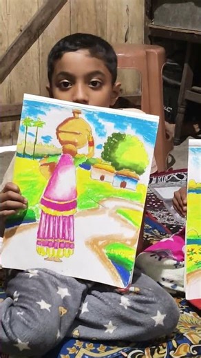 Drawing beautifull scenary by kids..🔥🔥🔥🔥