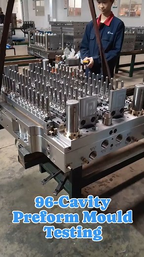96-Cavity Preform Mould 😍 Ejector movement testing #petbottle #preformmold #injectionmoldingmachine | HassanPlas