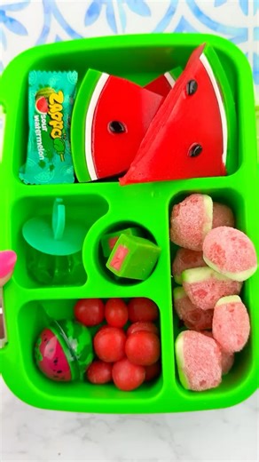 Packing School Lunch with CANDY Food *BENTO Box* Satisfying Video ASMR! 🍉🍉🍭 #shorts #asmr