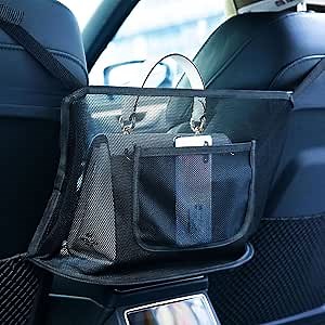 Car Net Pocket Handbag Holder, Car Seat Mesh Back Organizer Net Bag for Car Front Seat, Car Seat Storage Net Bag for Purse Handbag Storage Phone Documents Pocket, Barrier of Backseat Pet Kids
