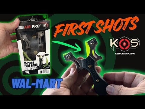AIR PRO Walmart slingshot. Banding up and First shots.