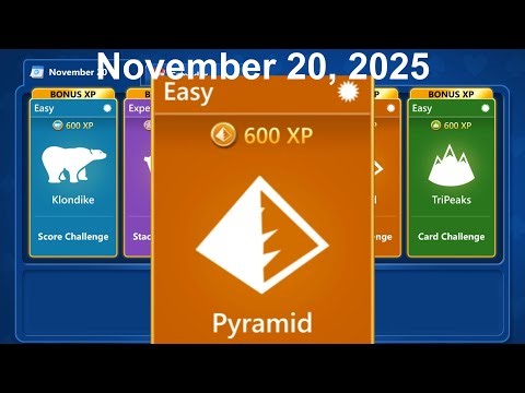 Microsoft Solitaire Collection - Pyramid Easy / Leicht - November 20, 2025 - Daily challenge