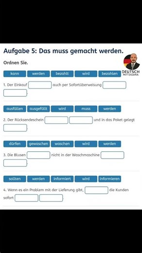 Passiv satzbauen mit Modalverben.