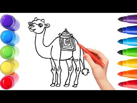 How To Draw cute camel Drawing, Painting & Coloring For Kids and Toddlers_ Child Art 🐋🌈🎨