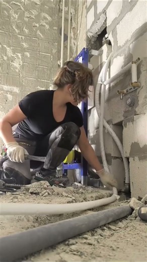 Bathroom rough-in plumbing: Geberit frame & pipe installation! 🛠️🚿 #shorts #viral #trending