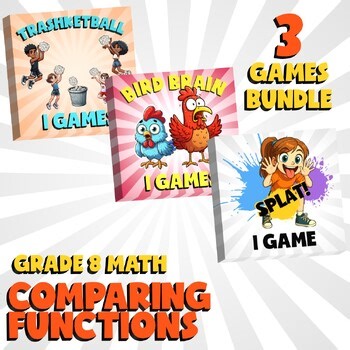 3 No Prep Math Games Bundle A - Comparing Functions - Grade 8 Review Activity