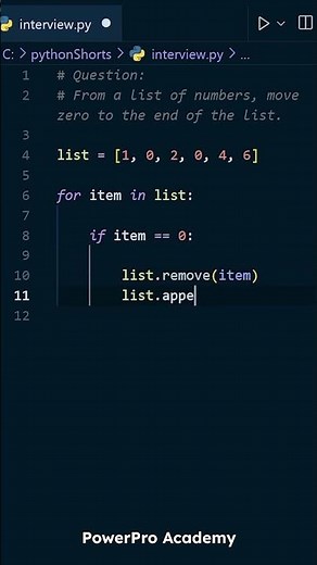 Python Interview Question: Move Zeros to End 😱🐍 #coding #programming #learnpython #python