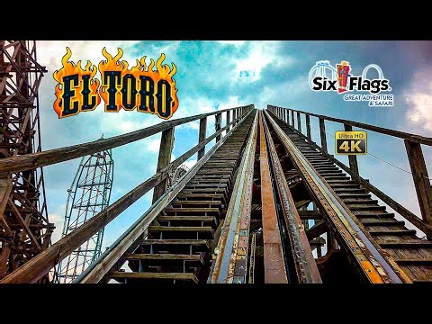 2023 El Toro Roller Coaster On Ride Front Seat 4K POV Six Flags Great Adventure
