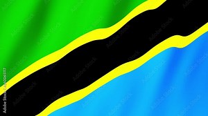 Tanzania Flag. National 3d Tanzania flag waving. Flag of Tanzania footage video waving in wind. Flag of Tanzania 4K Animation