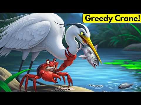 The Greedy Heron and the Clever Crab | A Moral Story
