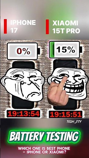 iPhone 17 vs Xiaomi 15T pro battery test 🔋⚡#iphone #xiaomi #tech
