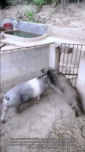 Wild Boar and Domestic Pig Fight Recorded in Farm