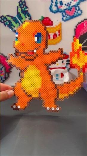 Charmander🔥 Pokemon Perler Bead Design #perlerbeads #diycrafts #pixelart
