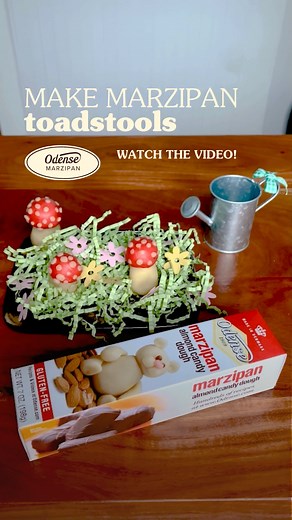 These Marzipan Toadstools are perfect for a leprechaun to snooze under. Get crafty with Odense Marzipan by watching the video! odense.com/odense-recipes/marzipan-toadstools-recipe/ #Marzipan #StPatricksDay #MarzipanArt #HolidayDecoration #EdibleCrafts | Odense Almond Paste and Marzipan | Facebook