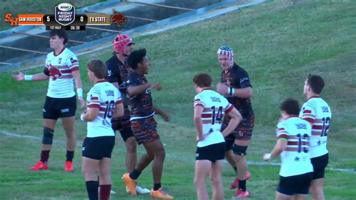 Jackson Rauch gets it over the line for Sam Houston! 💪 Extending their lead early in the half. 👏 #FridayNightRugby #FNR | National Collegiate Rugby