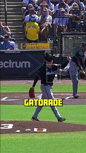 Pitcher hit in head by own catcher #mlb #highlights #marlins #funny #fail #sportsfails