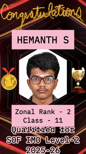 SOF Achievers ǁ IMO 2025-26 ǁ Qualified for Level-2 ǁ Hemjo Creations #imo #sof #olympiad #maths