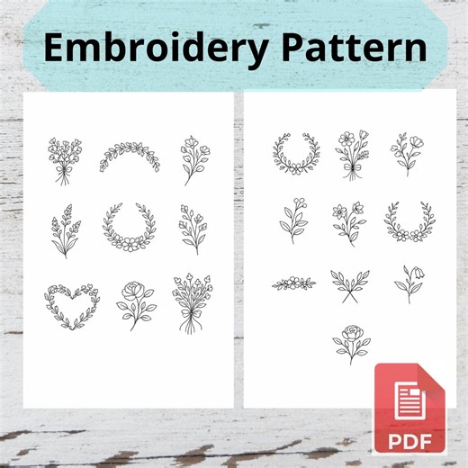 Floral Embroidery Patterns PDF – Hand Embroidery Digital Download - Etsy