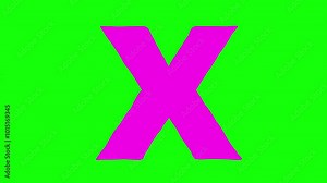 X letter color violet big forming isolated. Cartoon animation compatibile part of alphabet serie. Hand drawn bold educational style for children. Good for education movies, presentation, learning.
