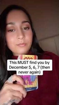 This MUST find you by December 5, 6, 7 (then never again)