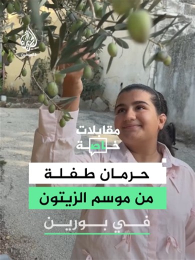 في بورين لم تُحرم ليان ذات الثلاثة عشر عامًا من قطف الزيتون فقط بل من الوصول إلى أرض عائلتها بعدما صادرها الاحتلال واستولى عليها المستوطنون لتظل تراها من بعيد وتنتظر يوم العودة إليها #رقمي