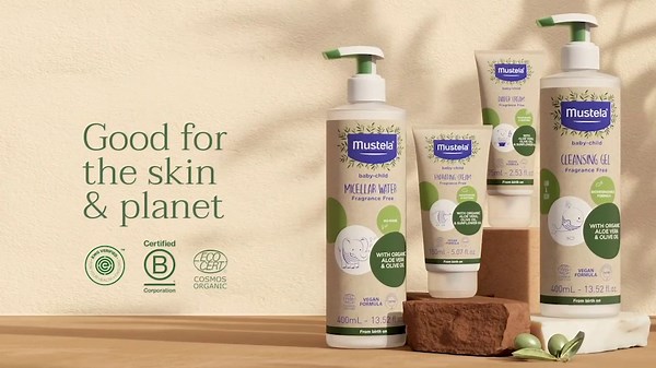 Mustela Certified Organic Hydrating Cream - Natural Body Lotion w/ Olive Oil, Aloe Vera & Sunflower Oil - For Baby, Kid & Adult - Fragrance Free, EWG Verified & Vegan - 5.07 oz. - Packaging may vary