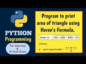 Program to print the area of triangle using Heron's Formula | M3R5 O level practical question