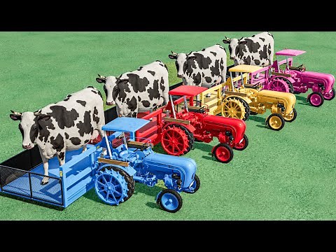 mini Work With COLORS -Transporting COWS with IRON WHEELS Tractor - Farming Simulator 22