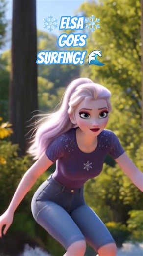 Elsa goes Surfing 🌊❄️ Frozen Elsa Video #disney #elsa #disneyprincess #frozen3