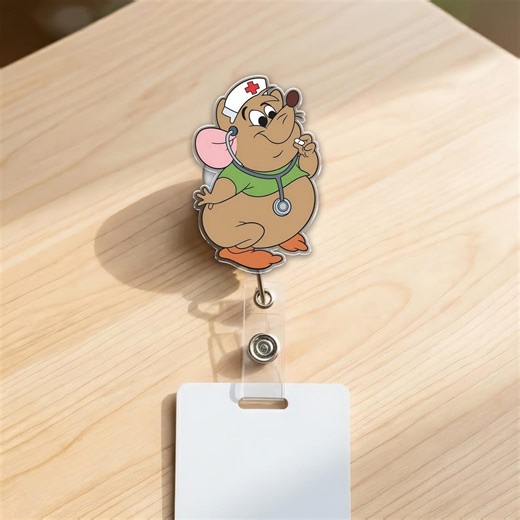 Gus Gus Badge Reel, Cinderella Mouse ID Clip, Cruisin for the Snacks Badge, Funny Disney Badge Holder, Cute Nurse Name Tag G6HA04-02 - Etsy