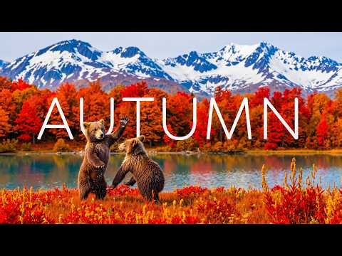 Autumn 4K UHD 🍂 Colorful Mountain Valleys, Cascading Waterfalls & Soothing Piano Music