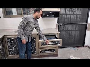 modular Aluminium kitchen trolley/ design/kitchen combination colour black matt and champagne