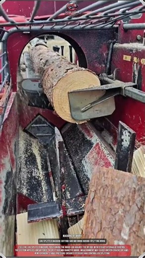 Log Splitter Machine Cutting 500 mm Wood During Splitting Work