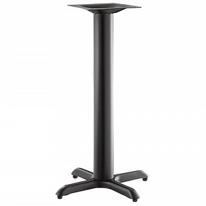 Lancaster Table & Seating Excalibur 22" x 22" Cross Black Outdoor Table Base with 4" Counter Height Column and FLAT Tech Equalizer Table Levelers