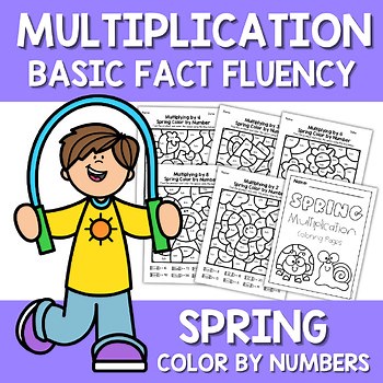 Multiplication Color by Numbers Spring Basic Fact Fluency Early Finisher Packet