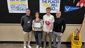 TEACHER OF THE MONTH: Audubon Elementary School teacher and cross country coach Tera Simpson was surprised this morning with November’s Exceptional Excellence Award for Certificated Staff! Ms. Simpson was nominated by fourth grade student Racheal with assistance from third grade teacher Michelle Faucher-Sharples. Racheal read her nomination at an all-school assembly, recognizing Ms. Simpson’s hard work in encouraging all 120 Audubon Eagles on the school’s cross country team. “Audubon has earned 