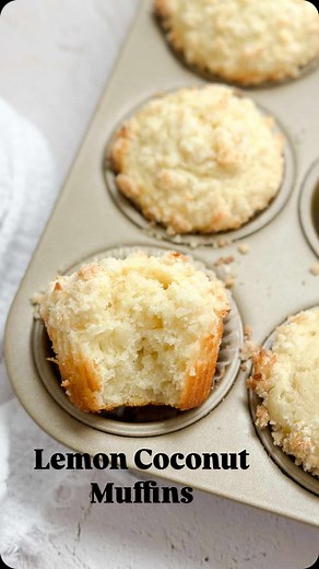 Brooke Homec | SALTED sweets on Instagram: "Lemon Coconut Muffins topped with a sweet lemon coconut streusel! Fluffy, light & can be made in less than 30 minutes! Comment MUFFINS and I’ll send the recipe link right to you!"