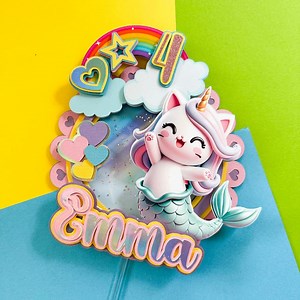 Caticorn, Mercat, Caticorn Birthday, Caticorn Cake Topper, Mermaid Cake Topper, Kitty Mermaid, Mermaid Kitten Cake Topper, Mermaid Cat - Etsy