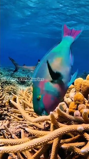 Beautiful Parrotfish Eating Coral Reef 🐠 | Deep Sea Diaries #deepsea #oceanlife #shorts