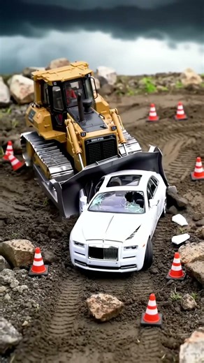 Epic RC Car Destruction: Luxury Car vs. Bulldozer Mayhem! 🤯
