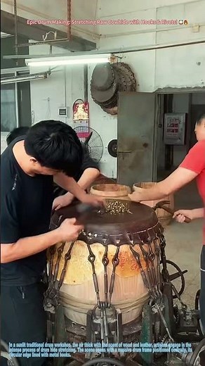 Epic Drum Making: Stretching Raw Cowhide with Hooks & Rivets! 🥁🔥