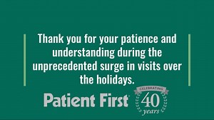 A thank you and an update from Patient First | Patient First