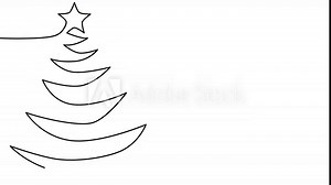 line drawing of a stylized Christmas tree. Concept of Christmas symbols, Christmas tree, holiday season. Continuous line illustration Stock Video