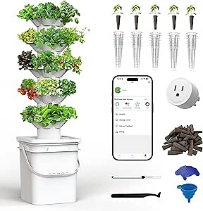 SJZX Hydroponics Growing System Kit, 5-Layer Hydroponic Tower, 30 Planting Holes, Space-Saving Vertical Gardening System, Suitable for Both Indoor and Outdoor use Germination Kits