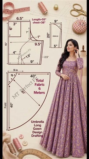 ✂️ 38 Size Long Gown Pattern Making | Perfect Fitting Technique #shorts #shortsfeed #youtubeshorts