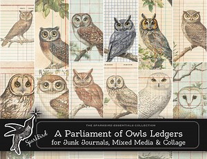 Owl Forest Ledger Pages & Vintage Graph Paper, Woodland Junk Journal Supplies, Digital Scrapbook Printables | Nature Ephemera, - Etsy